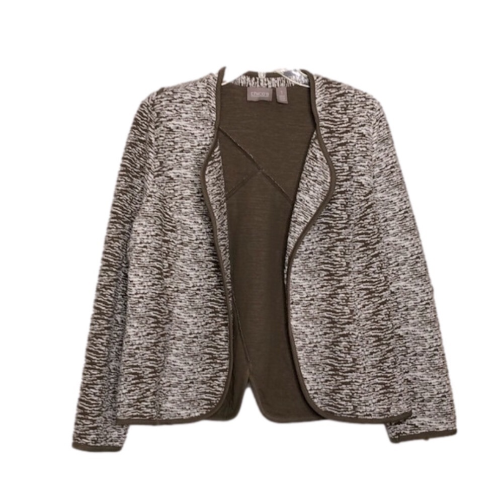 Chico’s Size 1 - Cotton Blend Knit Open Front Blazer w Pockets - Size 8 (Medium)